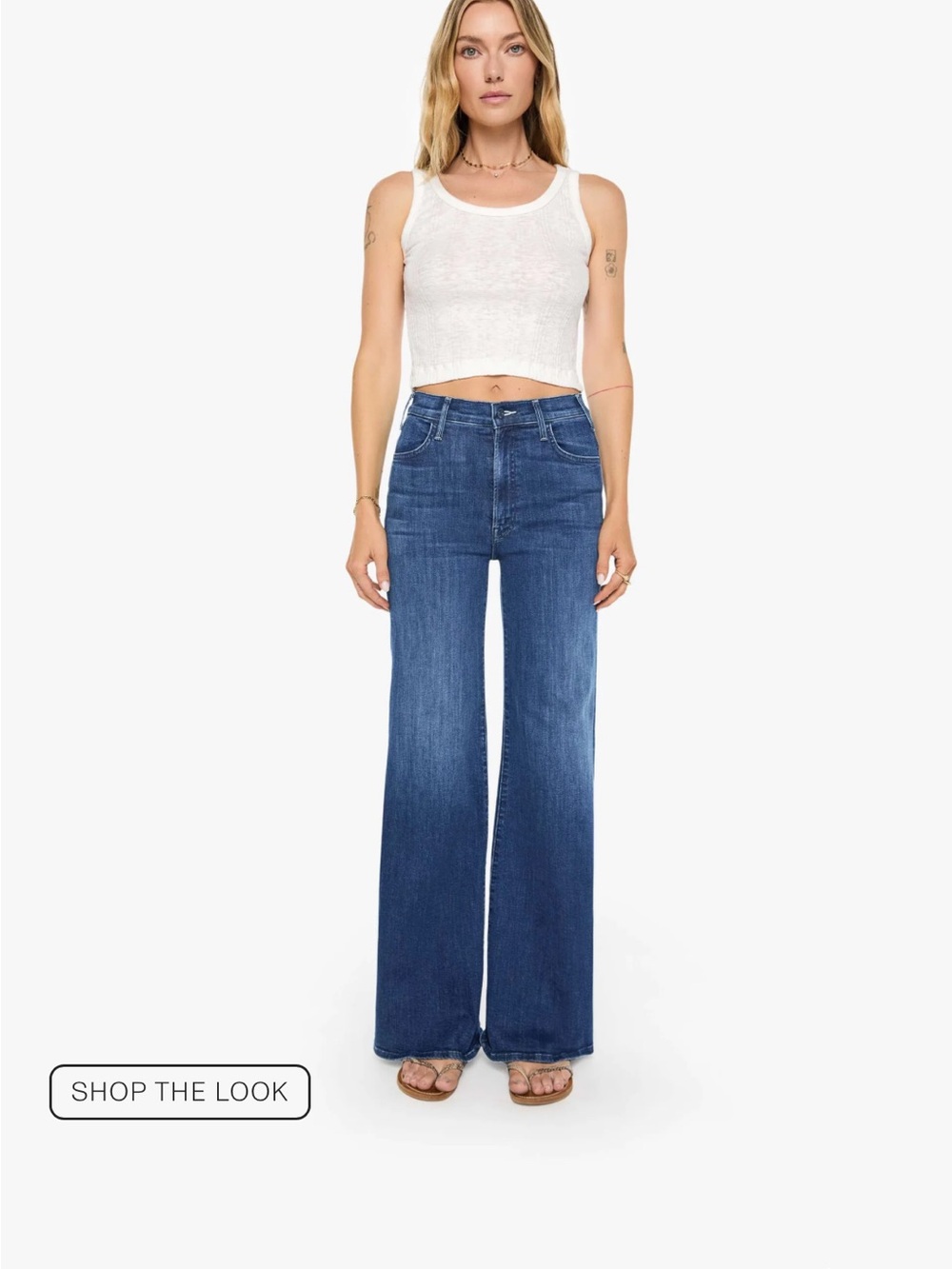 MOTHER Wide-Leg Jeans in Dark Indigo Wash